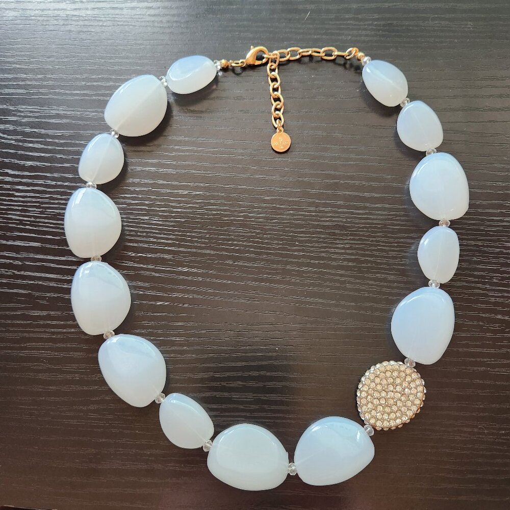 Chunky Blue Bead Pave Accent Choker Necklace